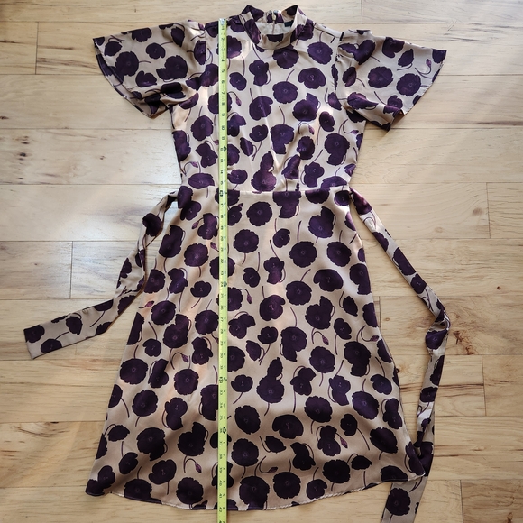 Ann Taylor Floral Flutter Sleeve Belted Flare Dress - Picture 6 of 10